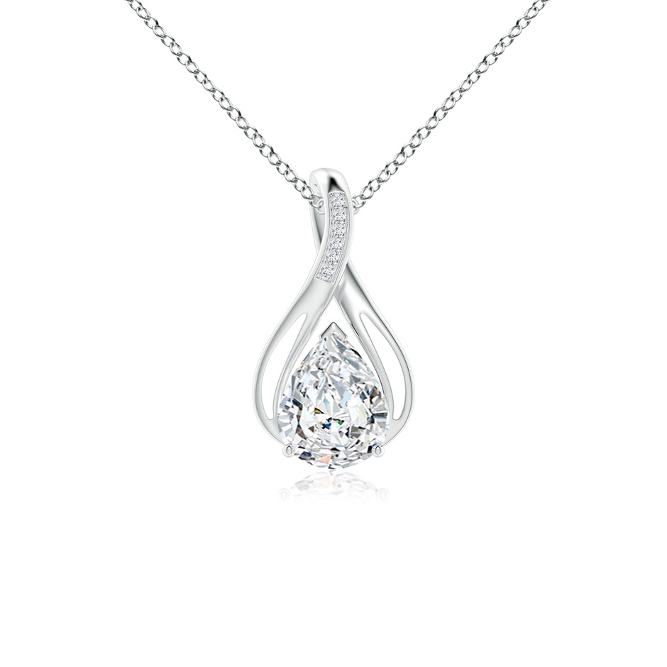 11x7mm FGVS Lab-Grown Pear Diamond Infinity Twist Pendant with Accents in White Gold 