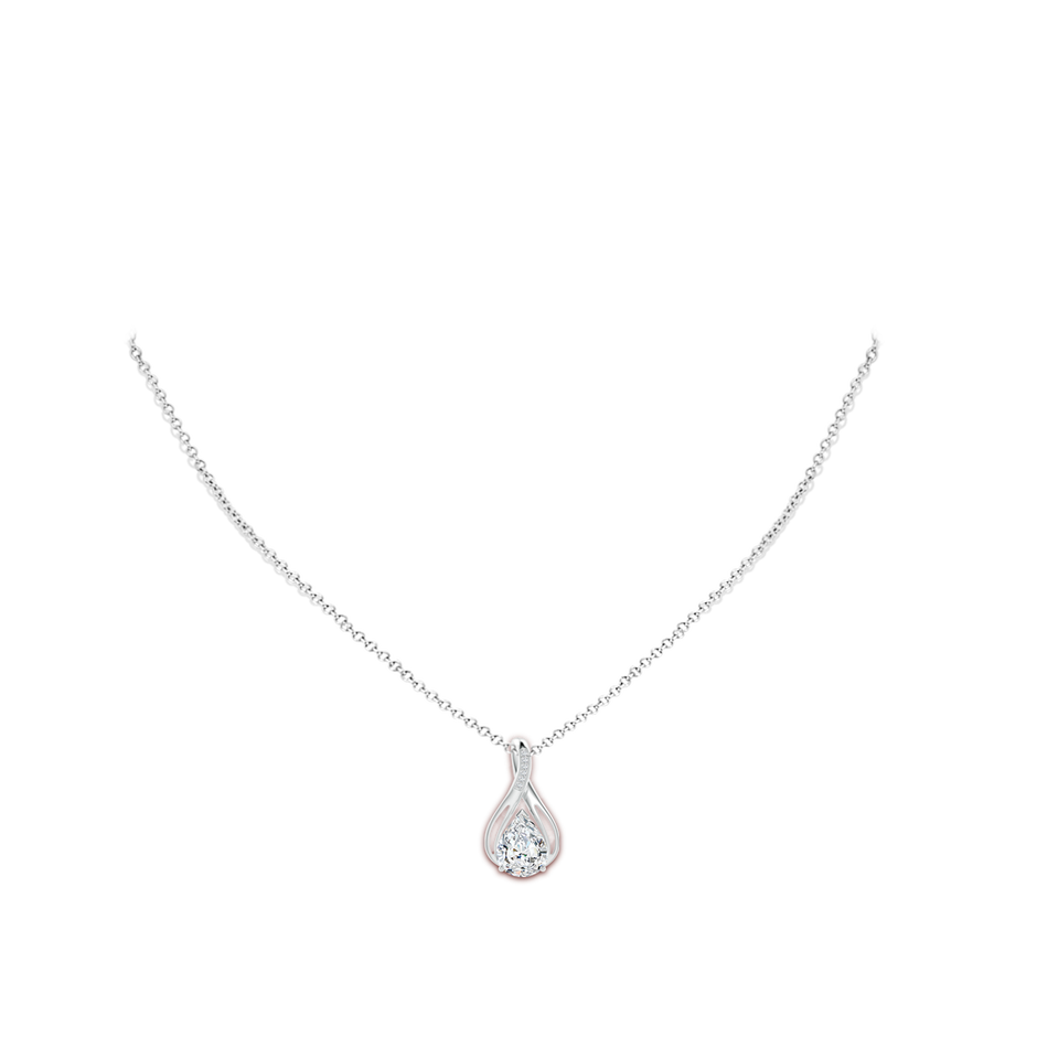 11x7mm FGVS Lab-Grown Pear Diamond Infinity Twist Pendant with Accents in White Gold pen