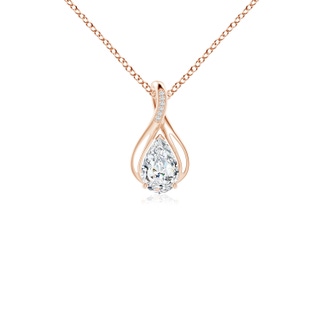 9x5.5mm FGVS Lab-Grown Pear Diamond Infinity Twist Pendant with Accents in 10K Rose Gold