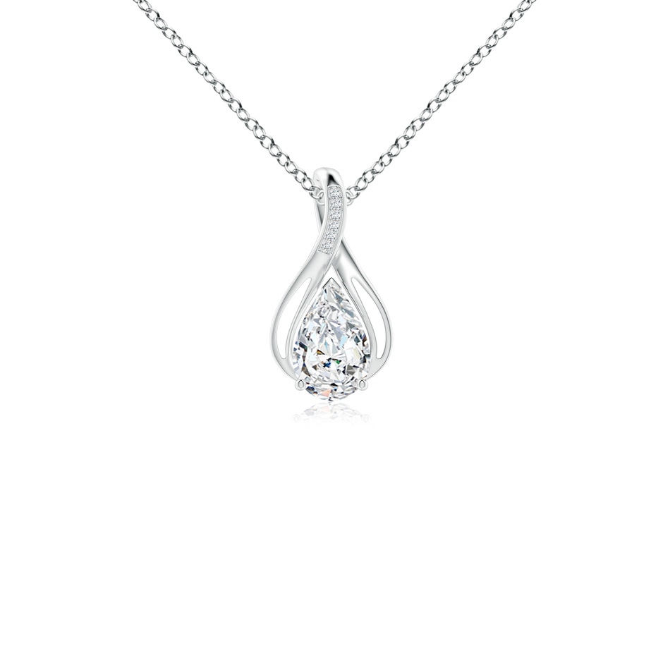 9x5.5mm FGVS Lab-Grown Pear Diamond Infinity Twist Pendant with Accents in 9K White Gold 