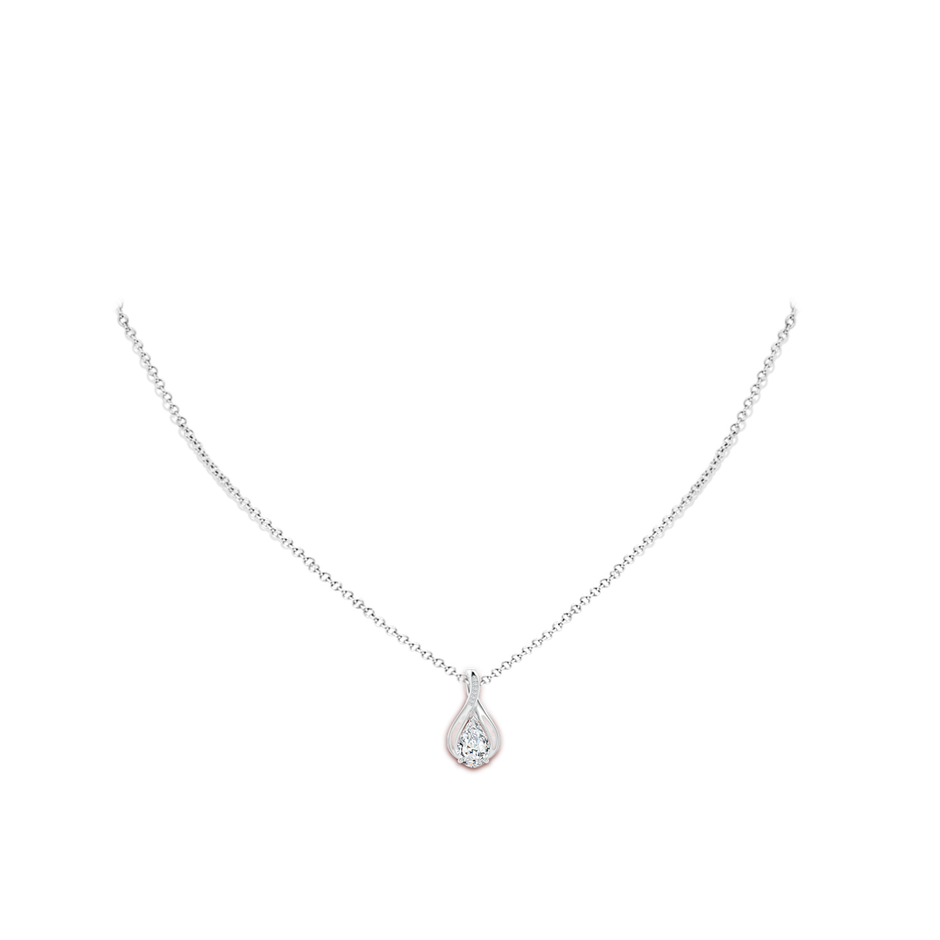 9x5.5mm FGVS Lab-Grown Pear Diamond Infinity Twist Pendant with Accents in 9K White Gold pen