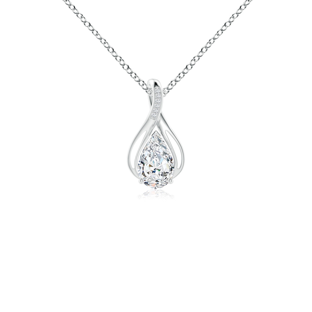 9x5.5mm FGVS Lab-Grown Pear Diamond Infinity Twist Pendant with Accents in White Gold