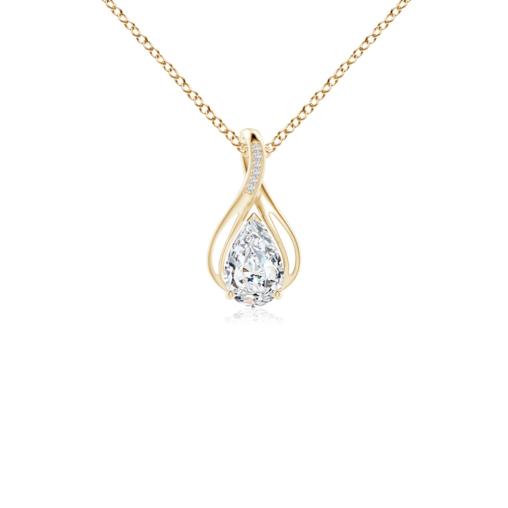 9x5.5mm FGVS Lab-Grown Pear Diamond Infinity Twist Pendant with Accents in Yellow Gold