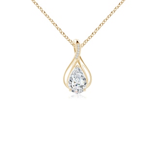 9x5.5mm FGVS Lab-Grown Pear Diamond Infinity Twist Pendant with Accents in Yellow Gold