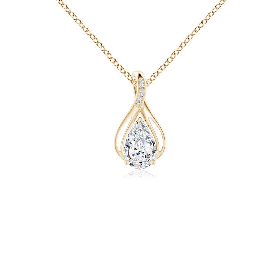 9x5.5mm FGVS Lab-Grown Pear Diamond Infinity Twist Pendant with Accents in Yellow Gold 