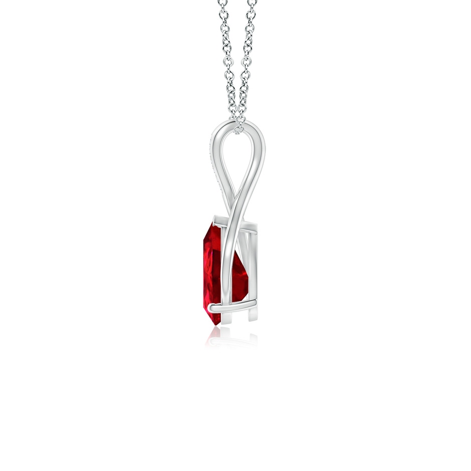 10x8mm Labgrown Pear Lab-Grown Ruby Infinity Twist Pendant with Diamonds in P950 Platinum side 199