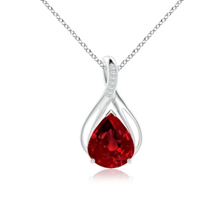 12x10mm Labgrown Pear Lab-Grown Ruby Infinity Twist Pendant with Diamonds in P950 Platinum