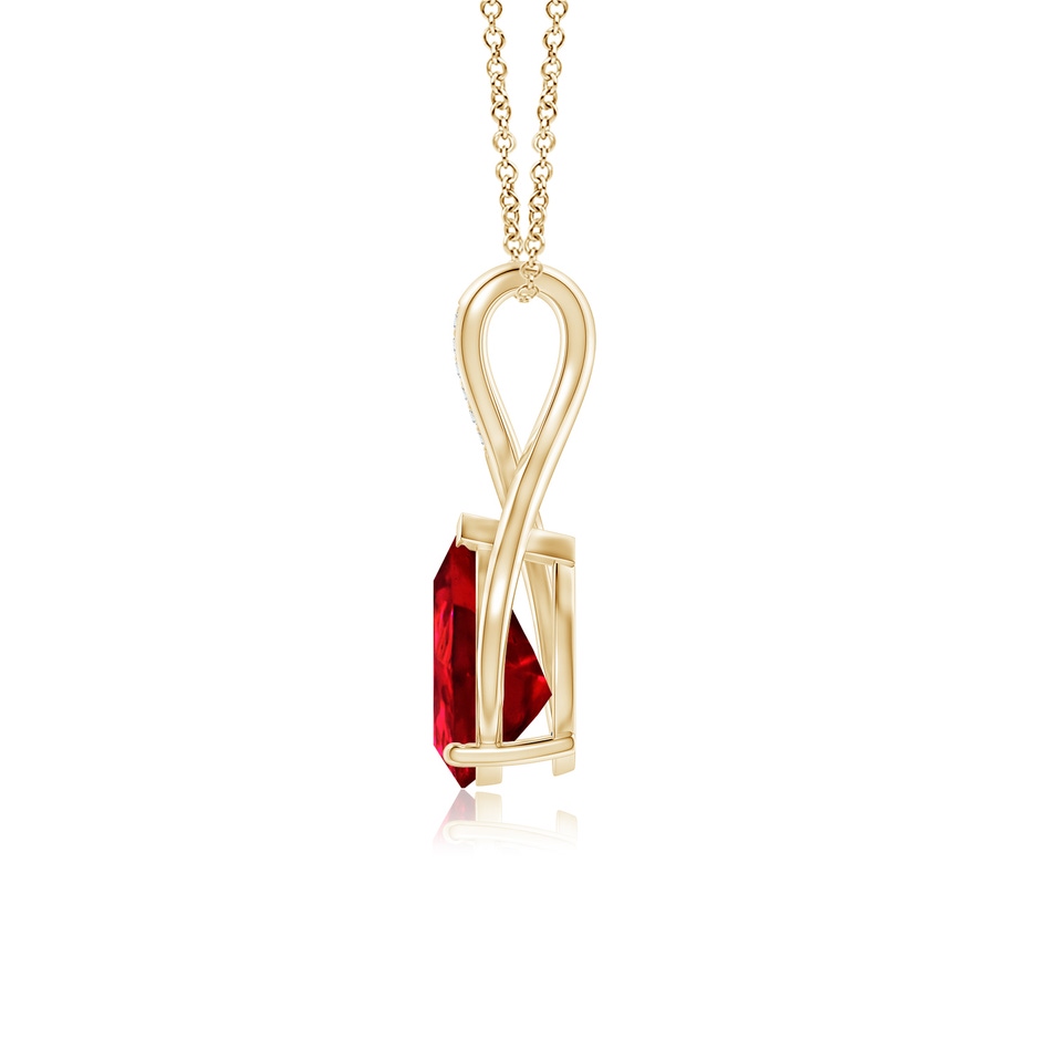 12x10mm Labgrown Pear Lab-Grown Ruby Infinity Twist Pendant with Diamonds in Yellow Gold side 199
