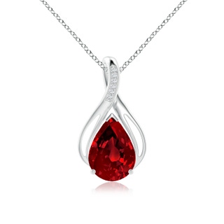 14x10mm Labgrown Pear Lab-Grown Ruby Infinity Twist Pendant with Diamonds in P950 Platinum