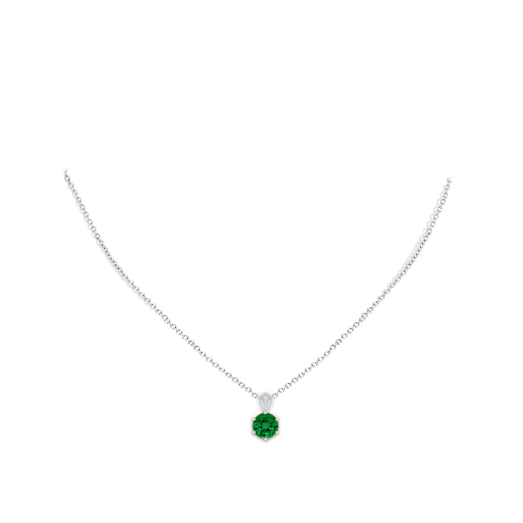 8mm Labgrown Lab-Grown Solitaire Round Emerald Classic Pendant in White Gold pen
