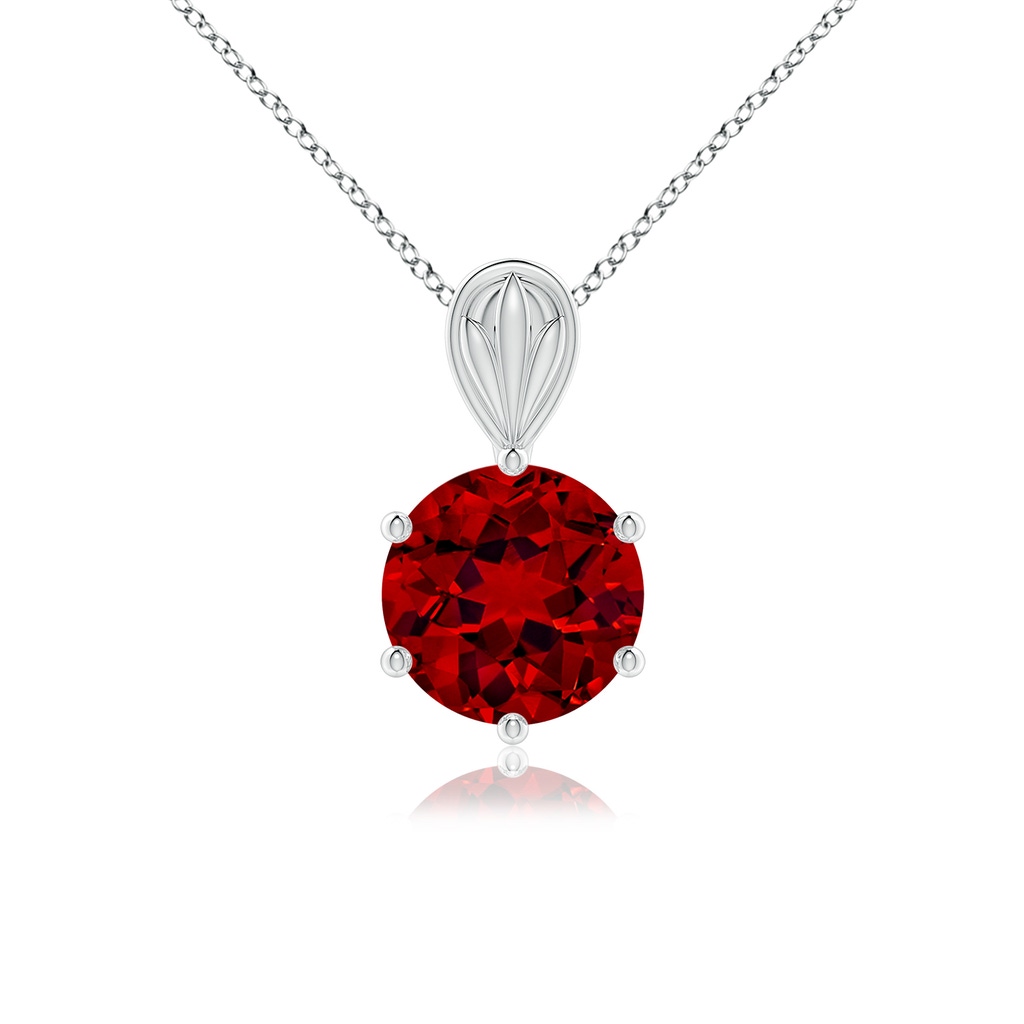8mm Labgrown Lab-Grown Solitaire Round Ruby Classic Pendant in White Gold