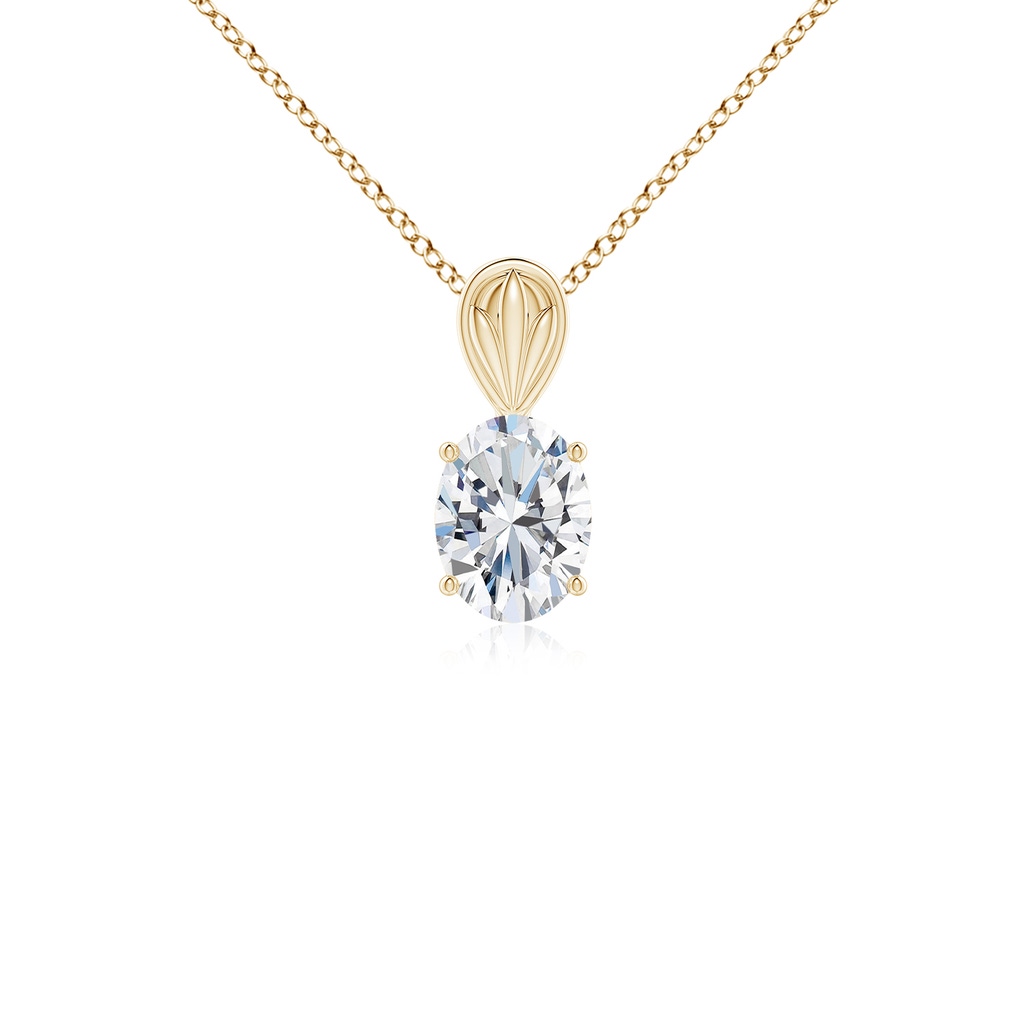7.7x5.7mm FGVS Lab-Grown Solitaire Oval Diamond Classic Pendant in Yellow Gold