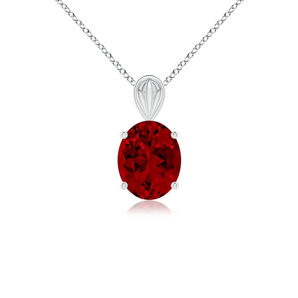 10x8mm Labgrown Lab-Grown Solitaire Oval Ruby Classic Pendant in White Gold