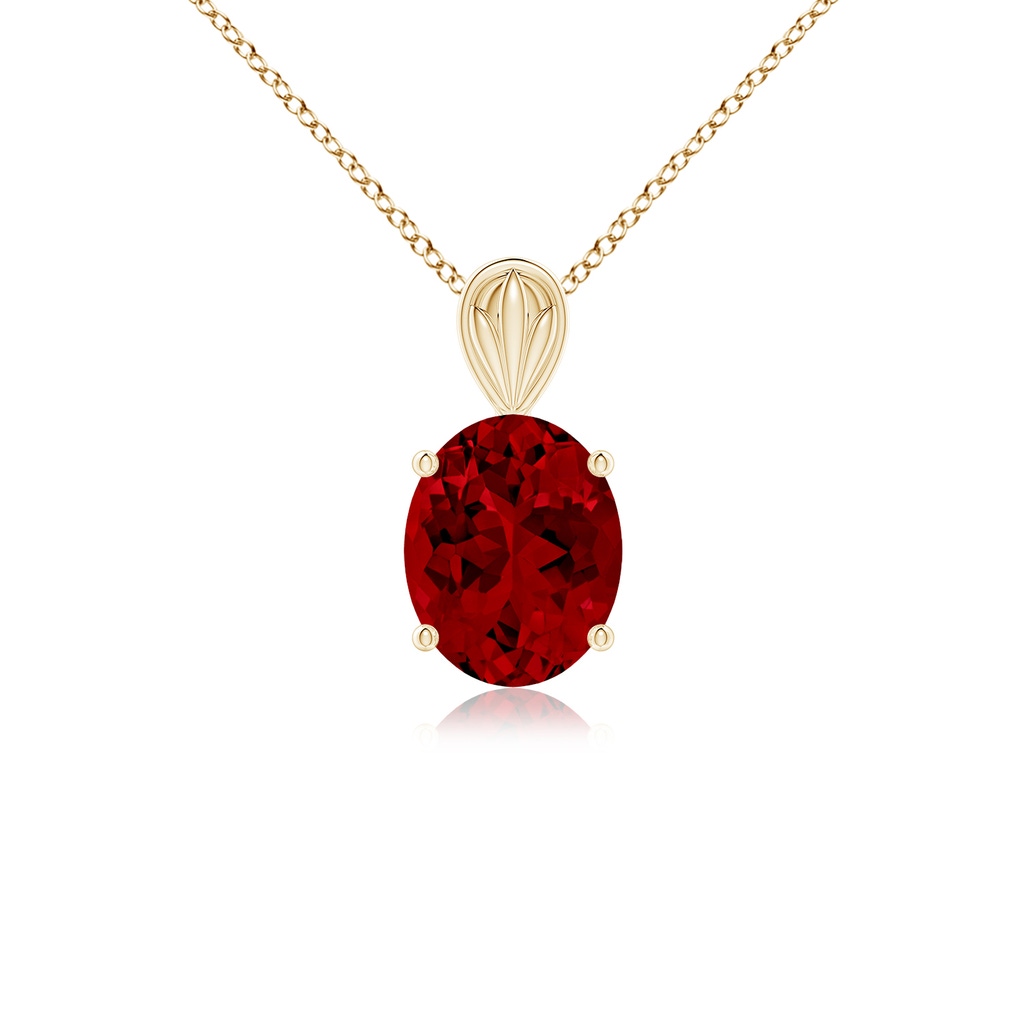 10x8mm Labgrown Lab-Grown Solitaire Oval Ruby Classic Pendant in Yellow Gold