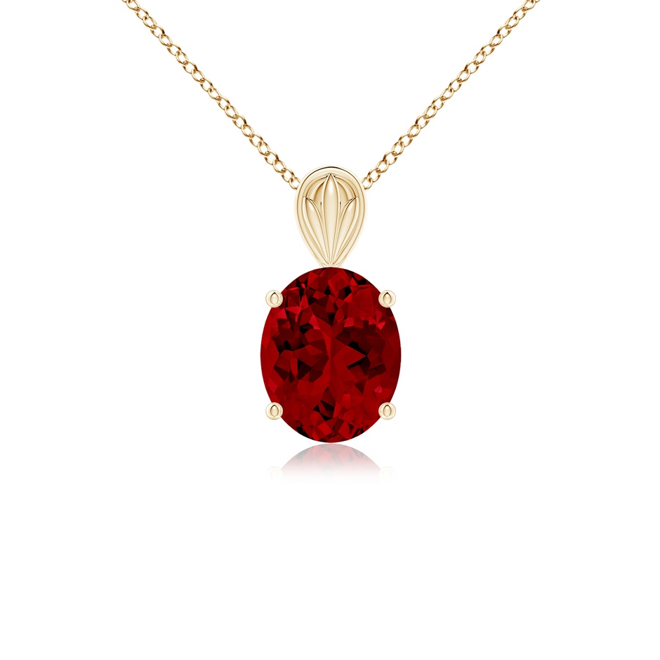 10x8mm Labgrown Lab-Grown Solitaire Oval Ruby Classic Pendant in Yellow Gold 