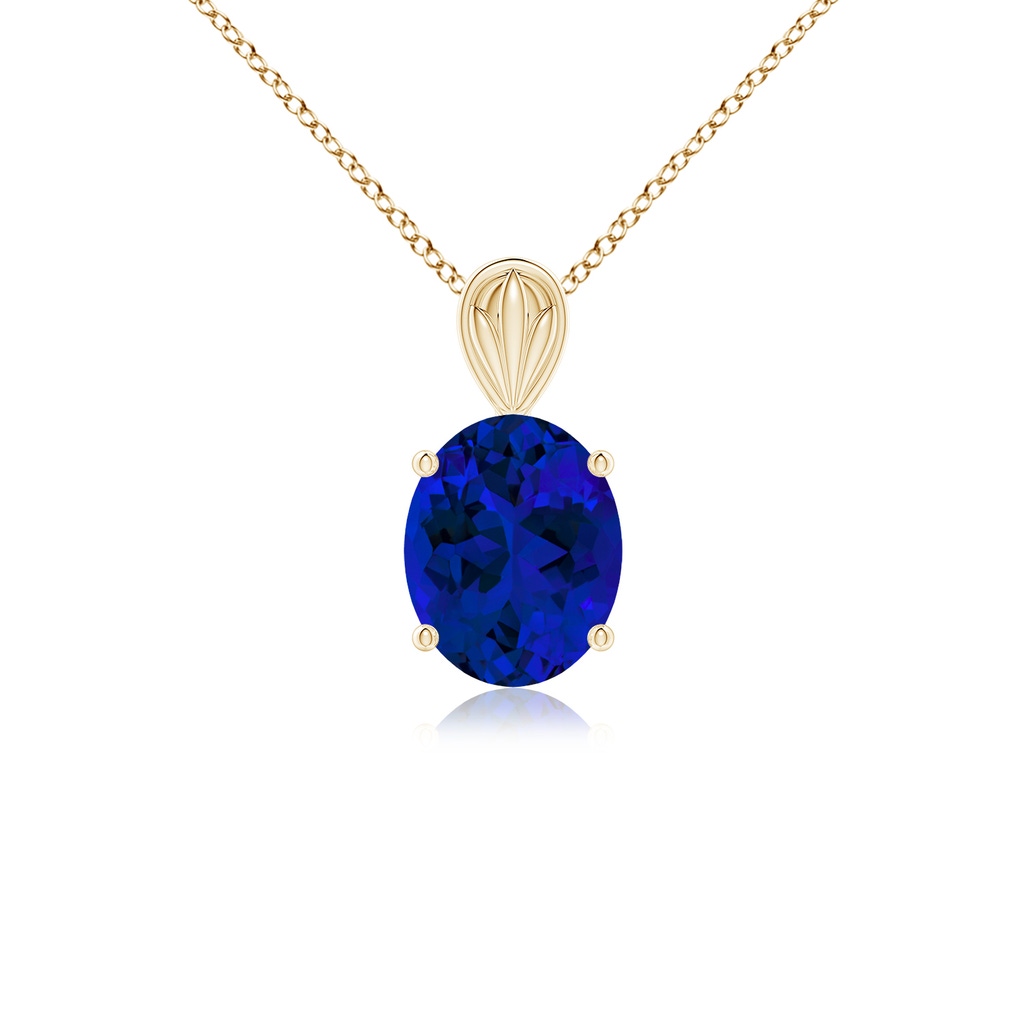 10x8mm Labgrown Lab-Grown Solitaire Oval Blue Sapphire Classic Pendant in Yellow Gold 