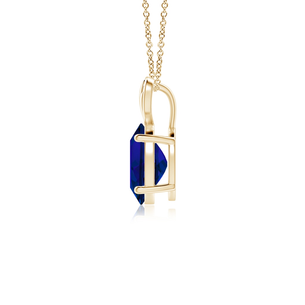 10x8mm Labgrown Lab-Grown Solitaire Oval Blue Sapphire Classic Pendant in Yellow Gold Side 199