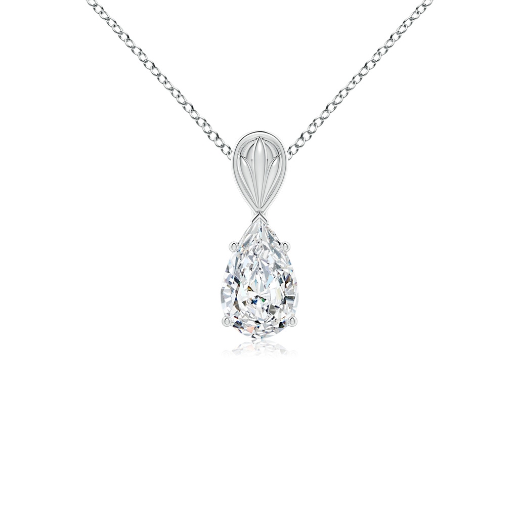 9x5.5mm FGVS Lab-Grown Solitaire Pear-Shaped Diamond Classic Pendant in White Gold