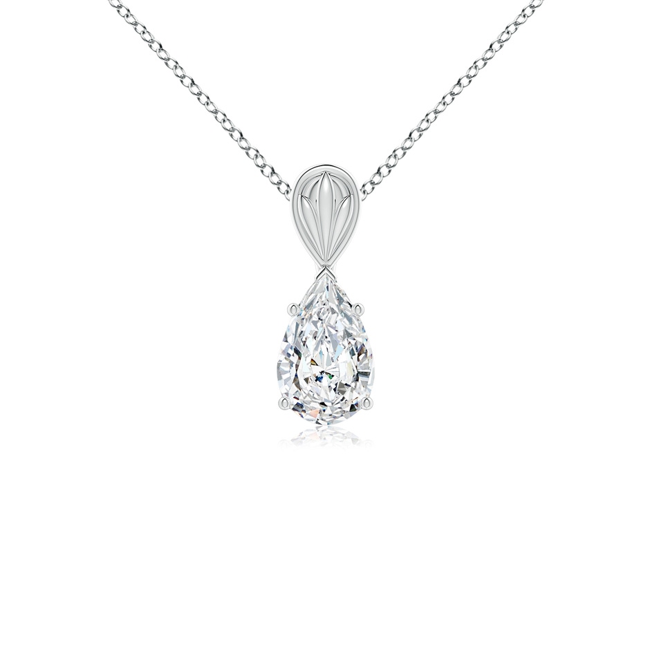 9x5.5mm FGVS Lab-Grown Solitaire Pear-Shaped Diamond Classic Pendant in White Gold 