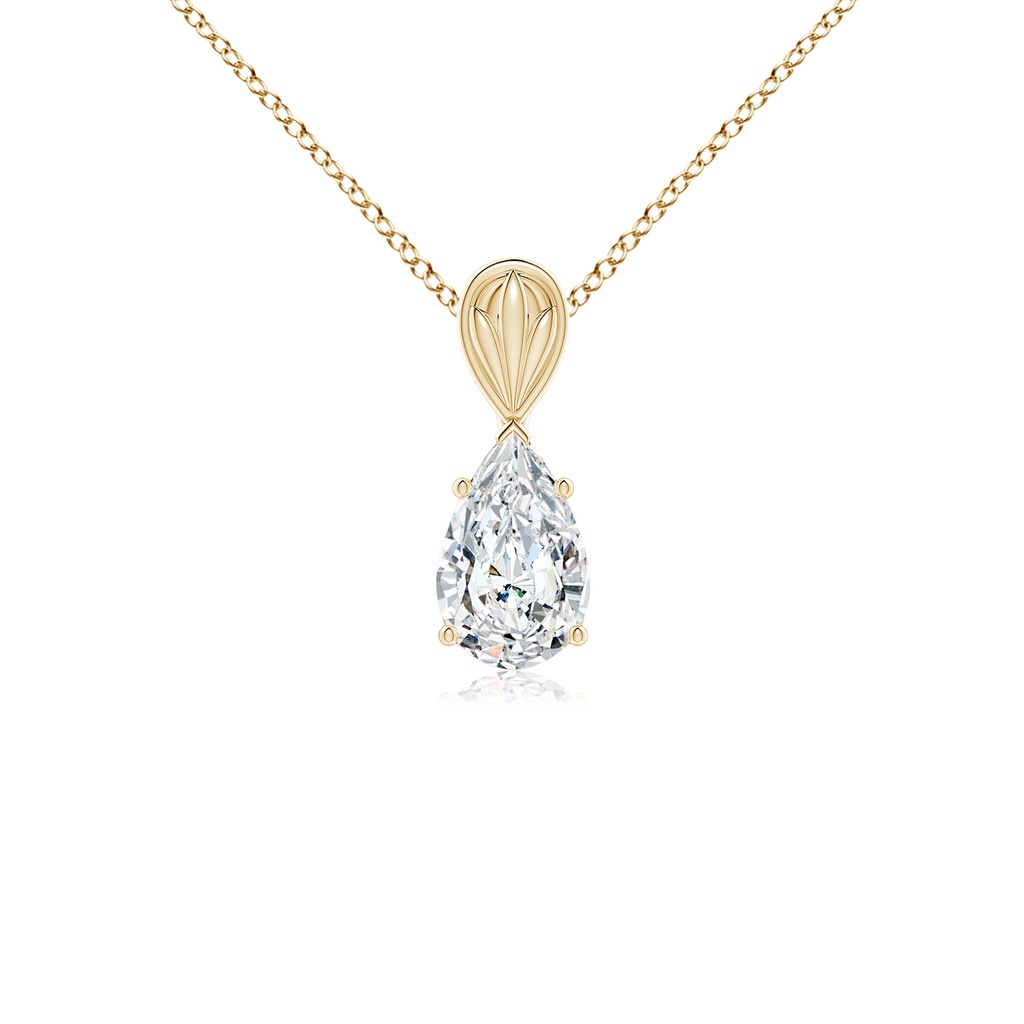 9x5.5mm FGVS Lab-Grown Solitaire Pear-Shaped Diamond Classic Pendant in Yellow Gold
