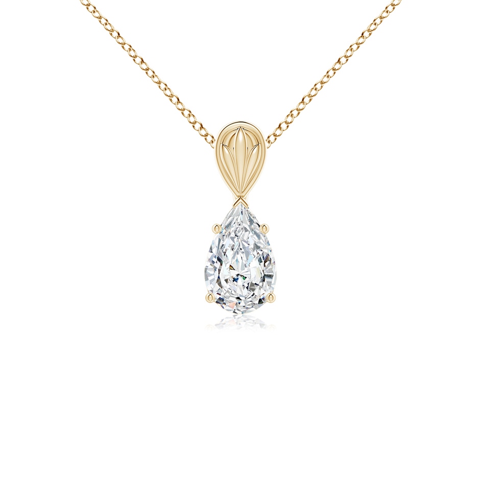 9x5.5mm FGVS Lab-Grown Solitaire Pear-Shaped Diamond Classic Pendant in Yellow Gold 