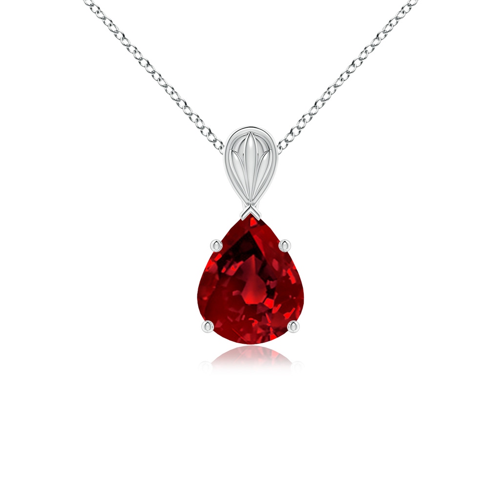 10x8mm Labgrown Lab-Grown Solitaire Pear-Shaped Ruby Classic Pendant in P950 Platinum