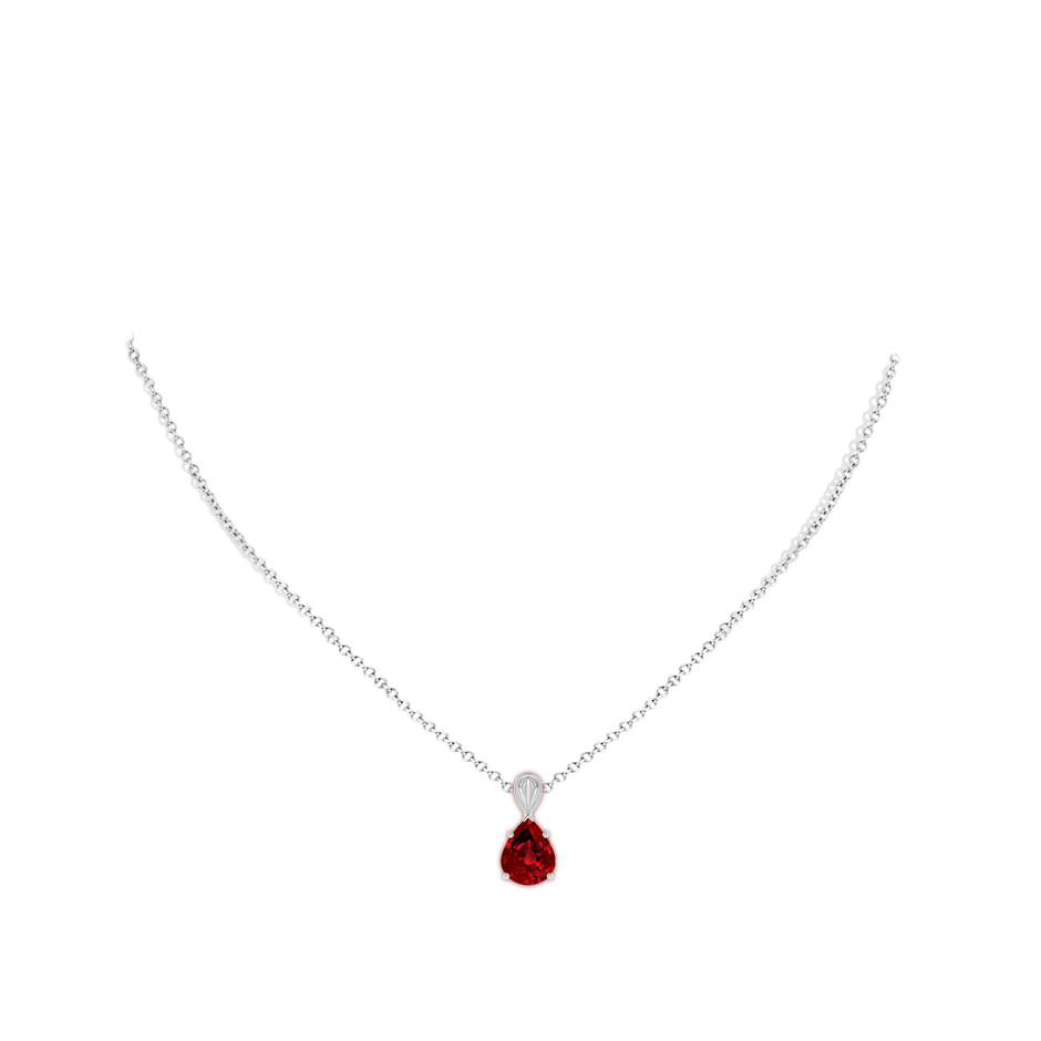 10x8mm Labgrown Lab-Grown Solitaire Pear-Shaped Ruby Classic Pendant in White Gold pen