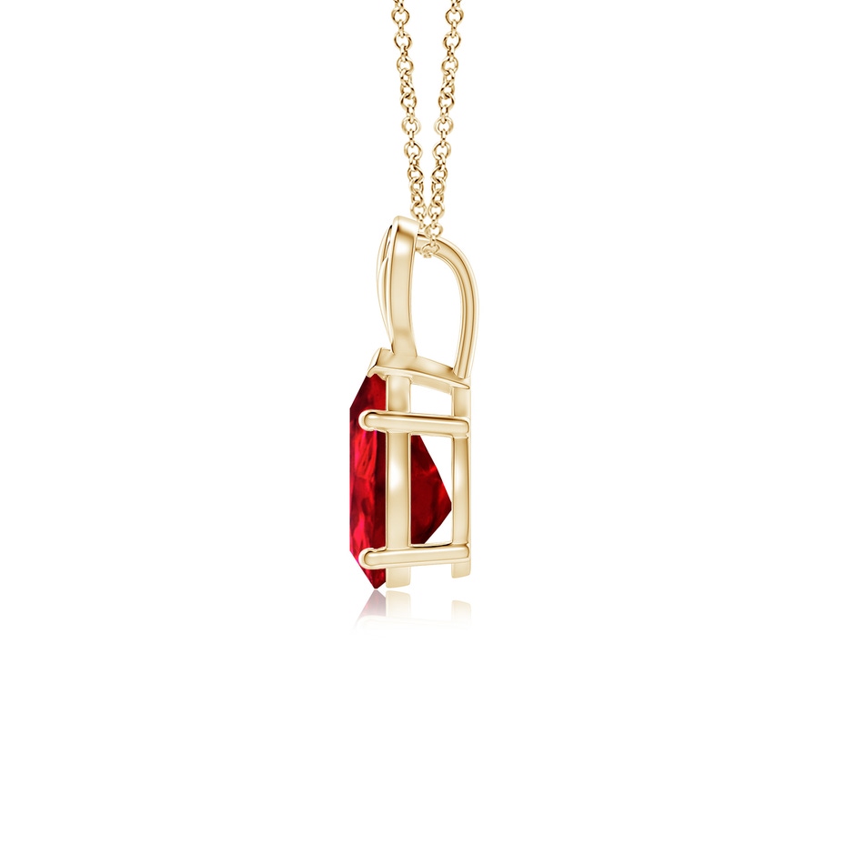 10x8mm Labgrown Lab-Grown Solitaire Pear-Shaped Ruby Classic Pendant in Yellow Gold Side 199