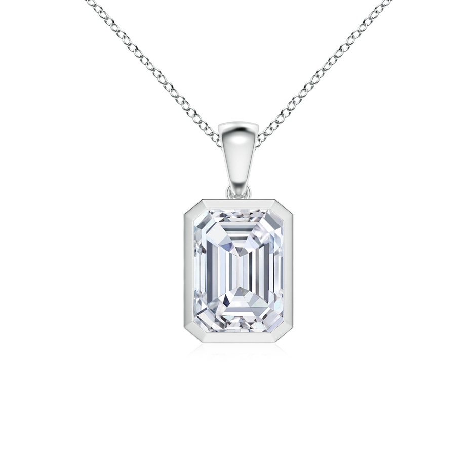 10x7mm FGVS Lab-Grown Bezel-Set Emerald-Cut Diamond Solitaire Pendant in P950 Platinum 