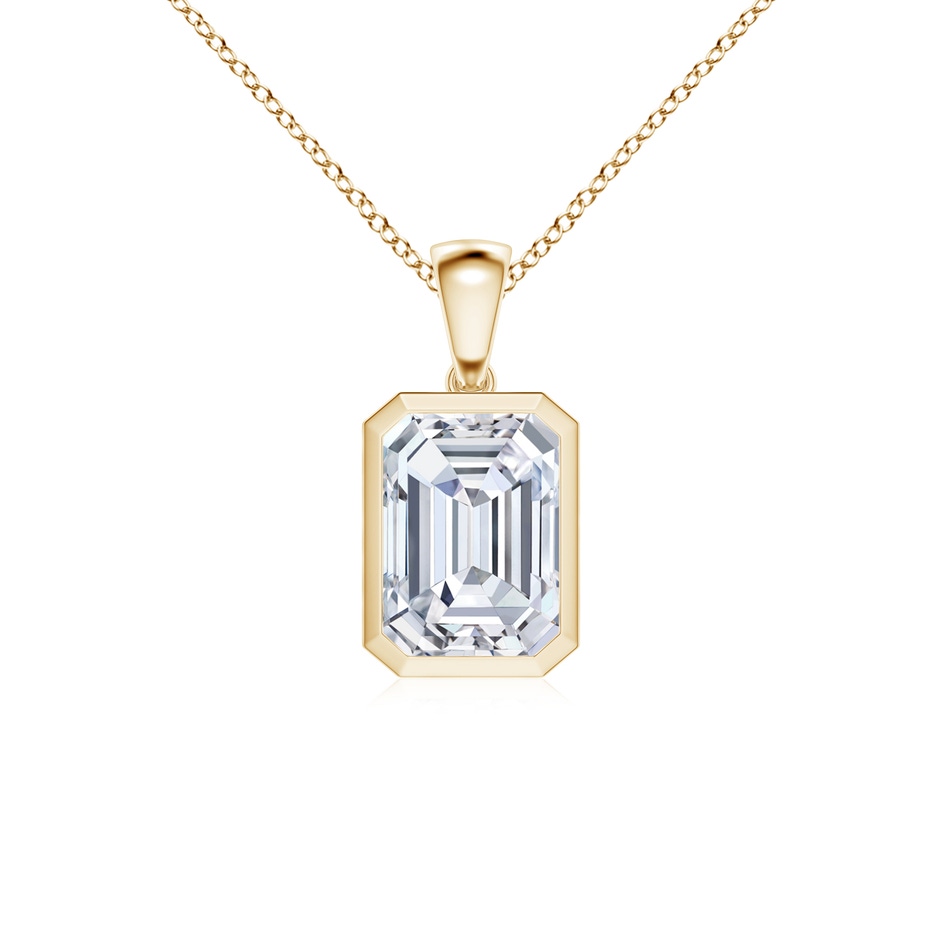 10x7mm FGVS Lab-Grown Bezel-Set Emerald-Cut Diamond Solitaire Pendant in Yellow Gold 