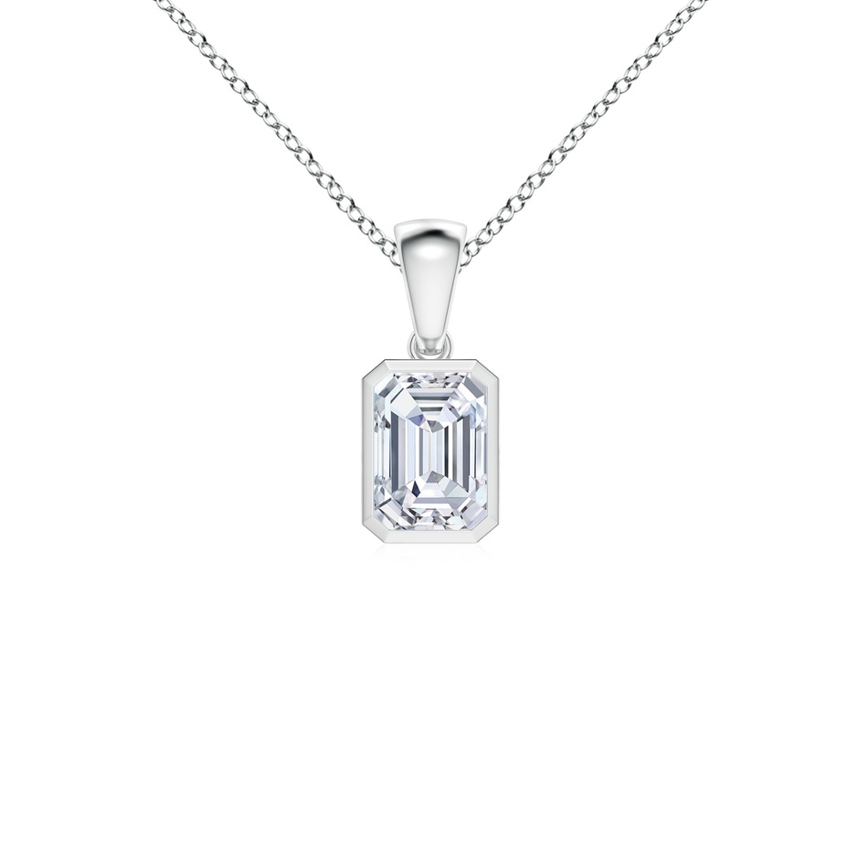 7x5mm FGVS Lab-Grown Bezel-Set Emerald-Cut Diamond Solitaire Pendant in P950 Platinum 