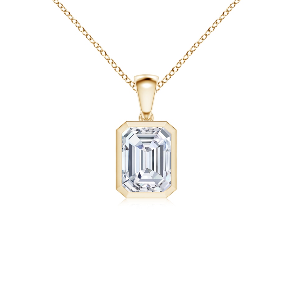 8.5x6.5mm FGVS Lab-Grown Bezel-Set Emerald-Cut Diamond Solitaire Pendant in 18K Yellow Gold 