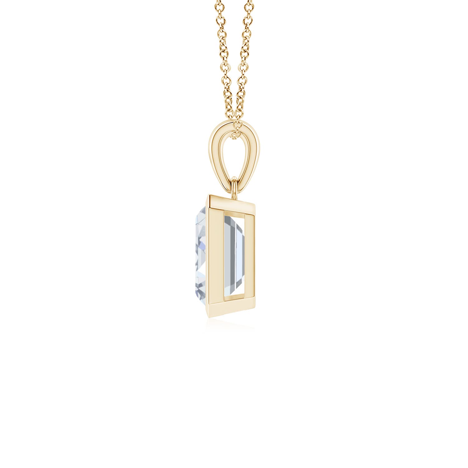 8.5x6.5mm FGVS Lab-Grown Bezel-Set Emerald-Cut Diamond Solitaire Pendant in 18K Yellow Gold