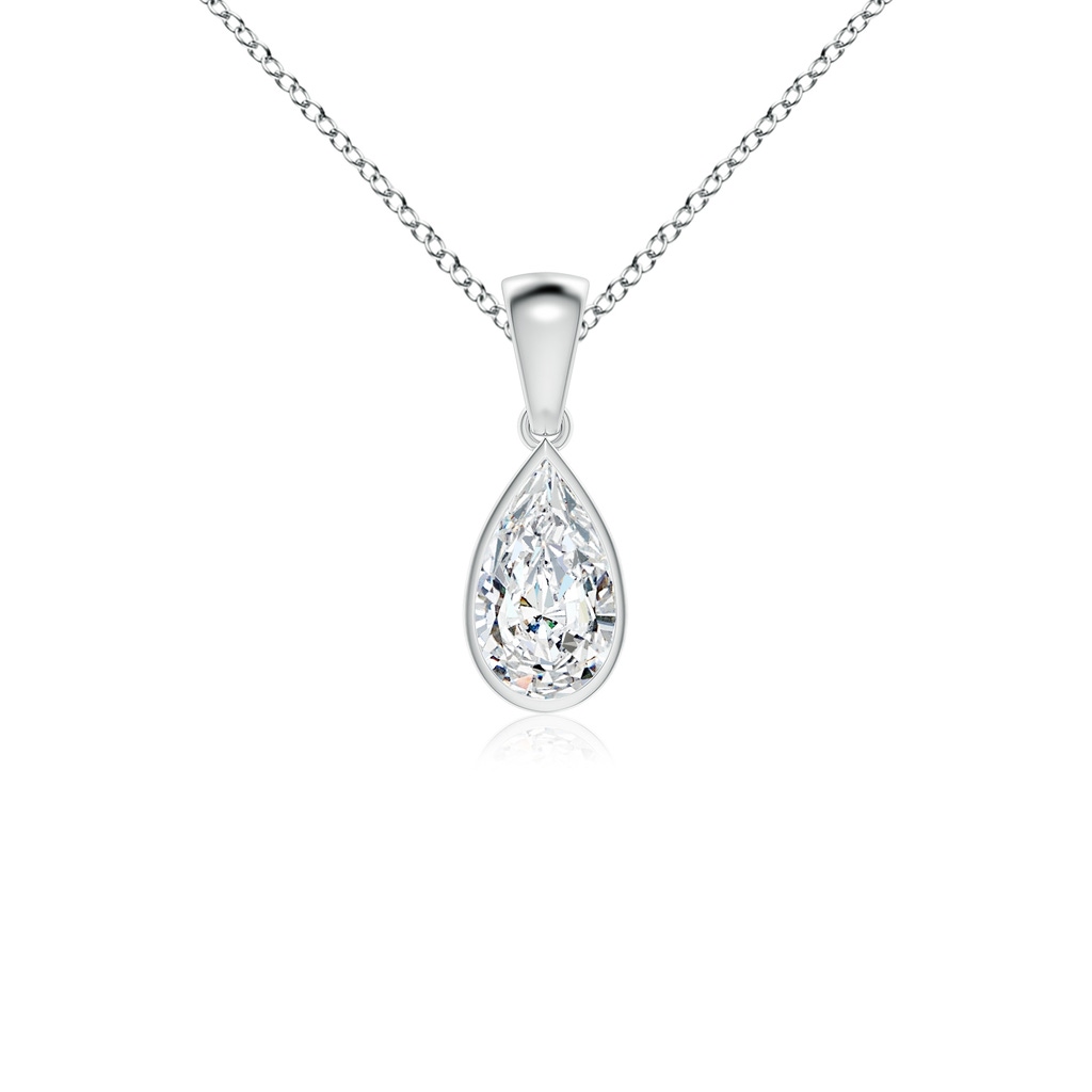 9x5.5mm FGVS Lab-Grown Bezel-Set Pear Diamond Solitaire Pendant in White Gold