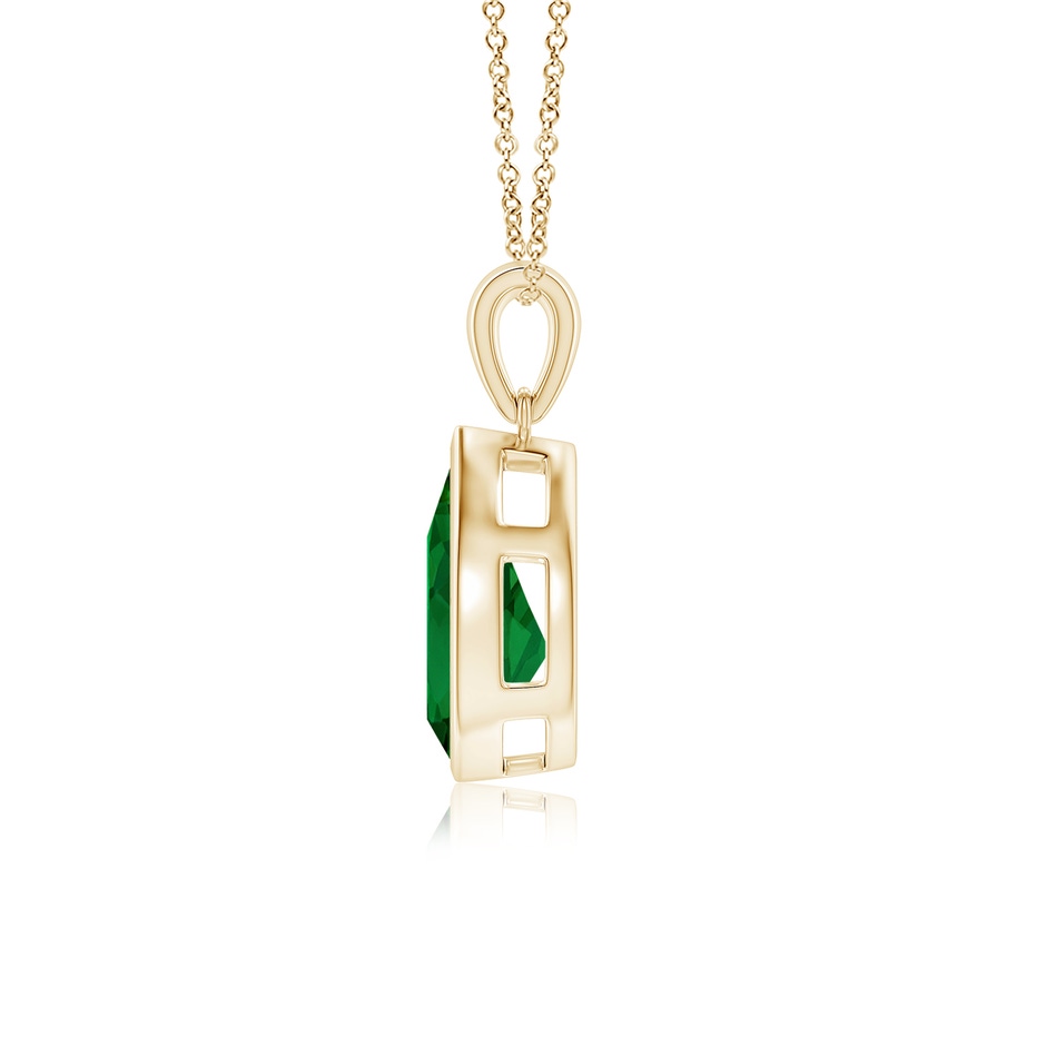 12x10mm Labgrown Bezel-Set Pear Lab-Grown Emerald Solitaire Pendant in 18K Yellow Gold side 199