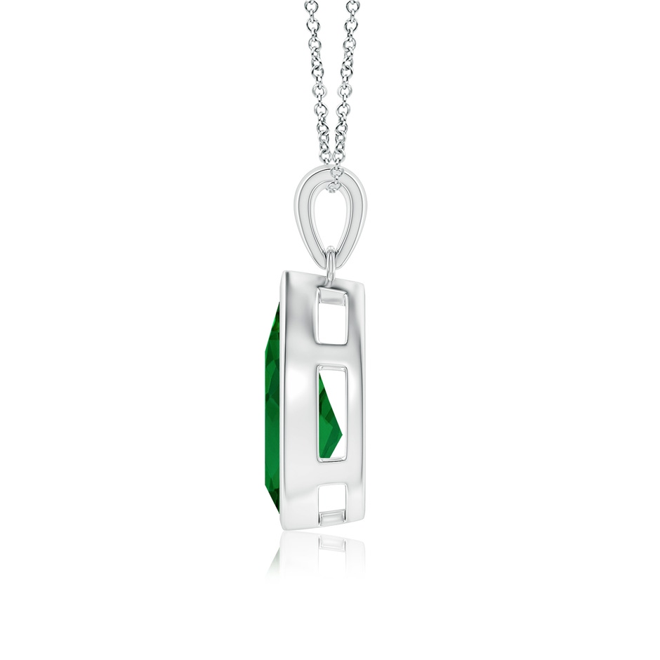 14x10mm Labgrown Bezel-Set Pear Lab-Grown Emerald Solitaire Pendant in 18K White Gold side 199