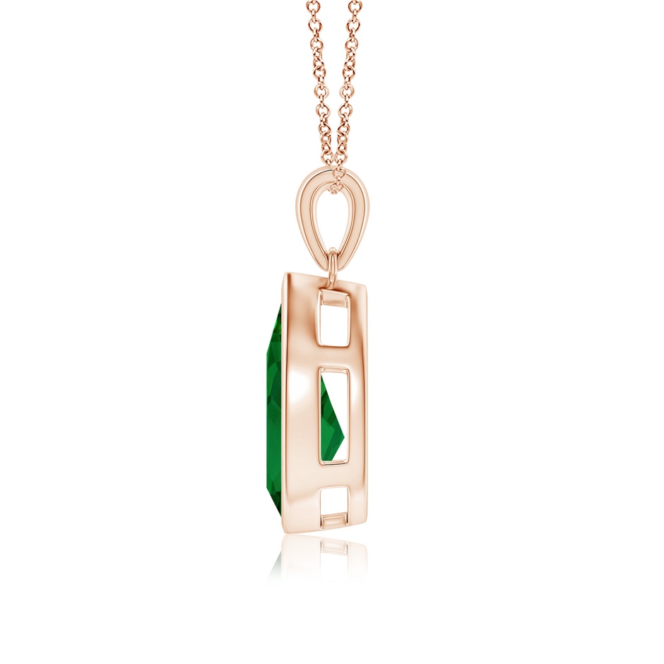 14x10mm Labgrown Bezel-Set Pear Lab-Grown Emerald Solitaire Pendant in Rose Gold side 199