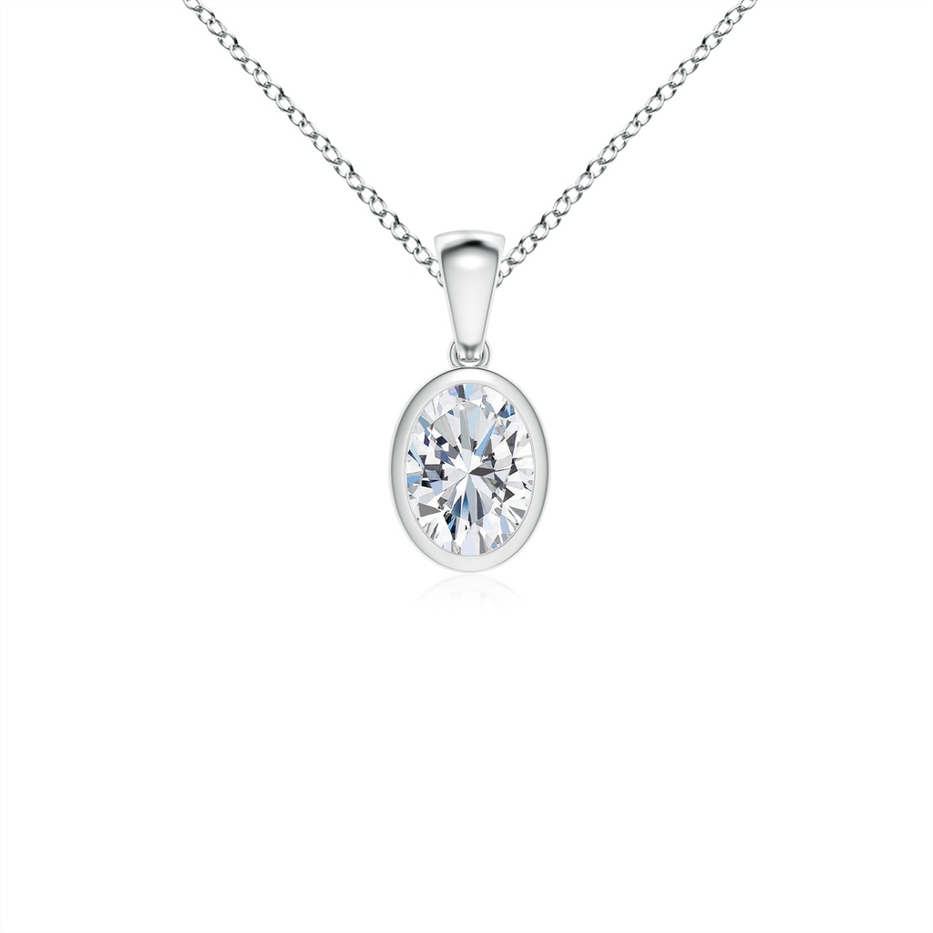 7.7x5.7mm FGVS Lab-Grown Bezel-Set Oval Diamond Solitaire Pendant in White Gold