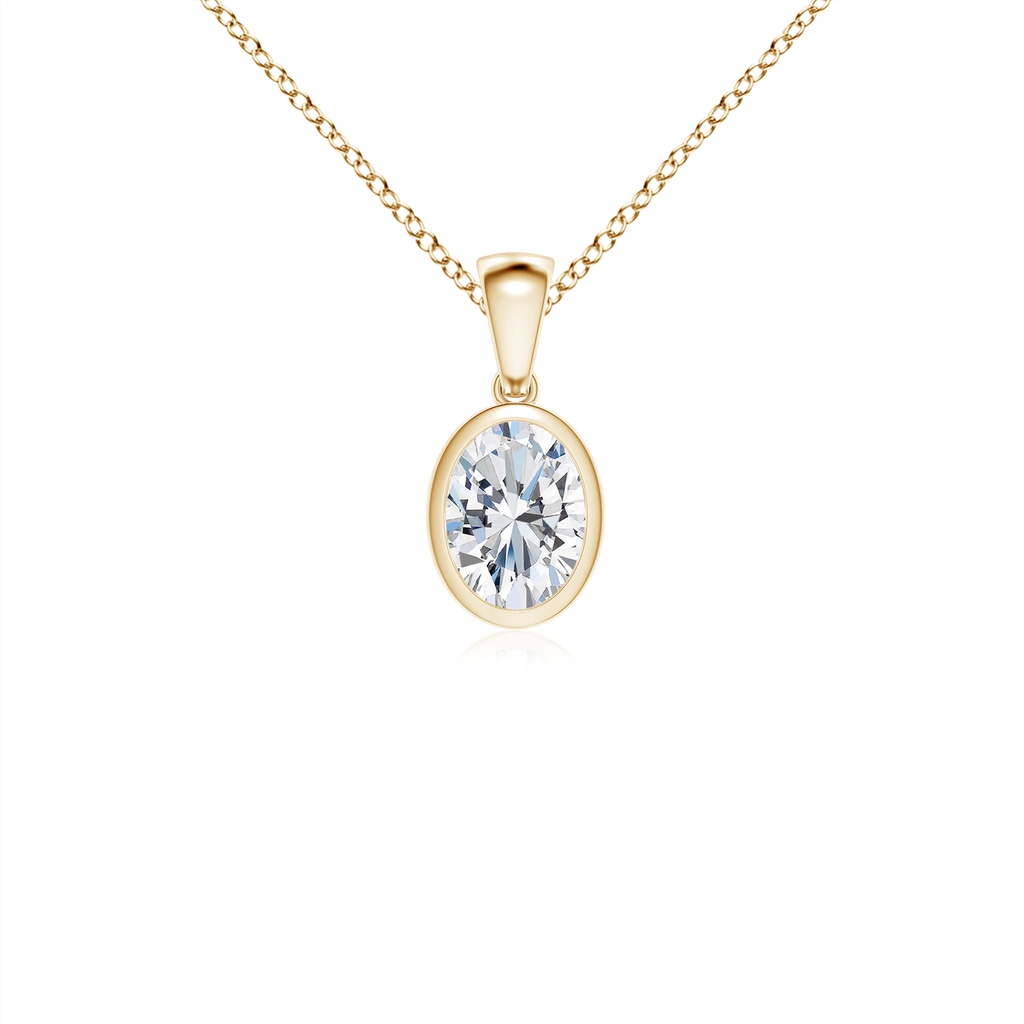 7.7x5.7mm FGVS Lab-Grown Bezel-Set Oval Diamond Solitaire Pendant in Yellow Gold
