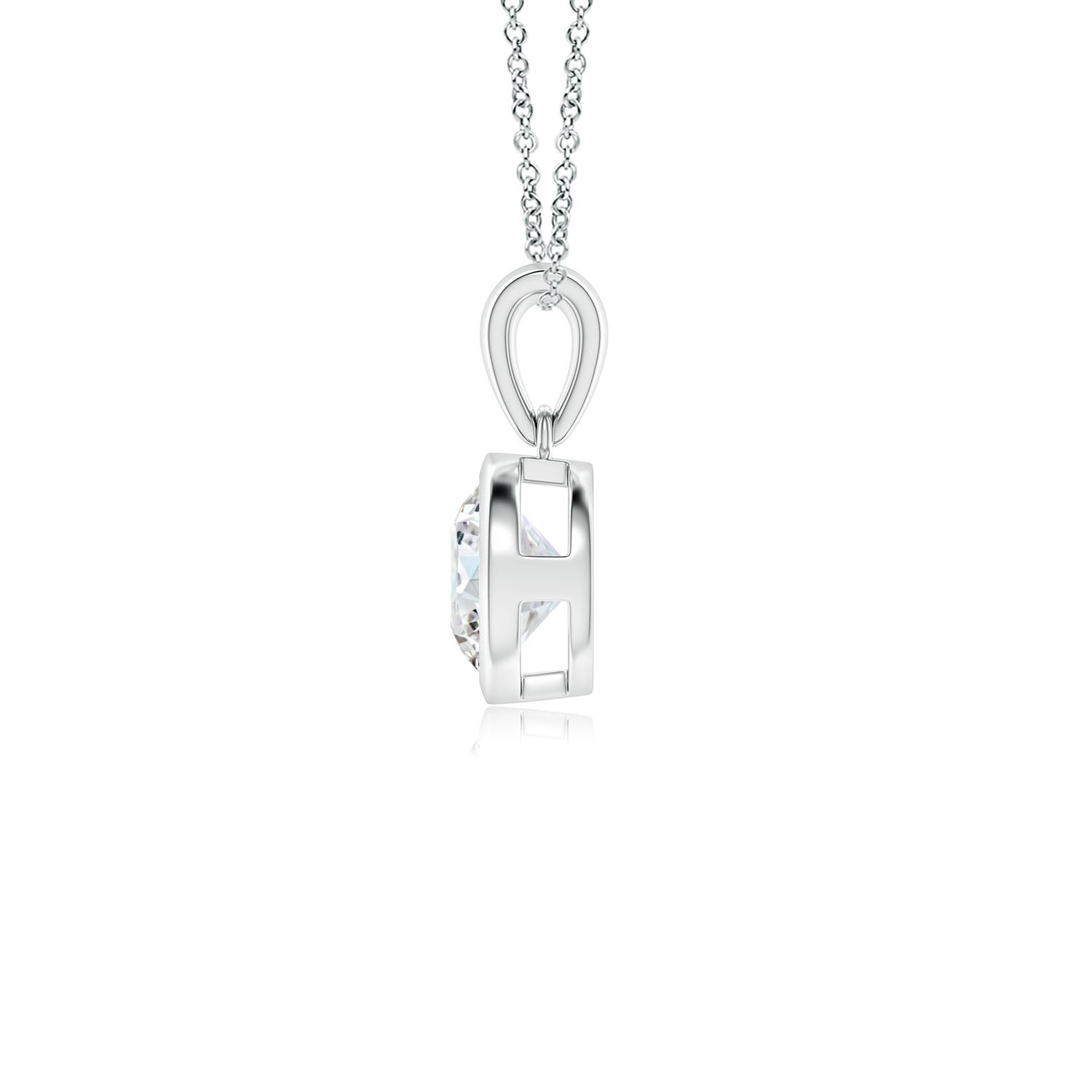 6.4mm FGVS Lab-Grown Bezel-Set Round Diamond Solitaire Pendant in 18K White Gold