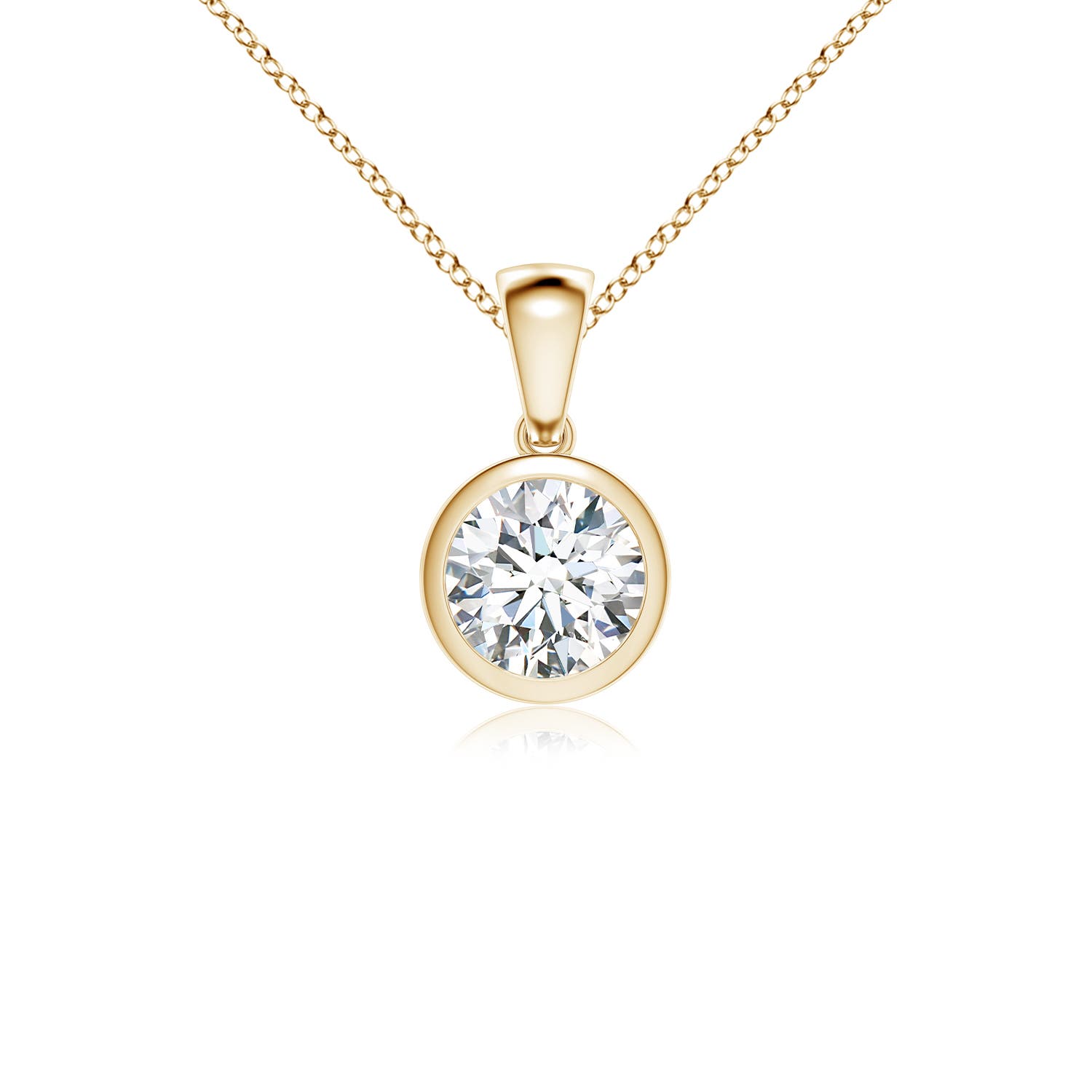 6.4mm FGVS Lab-Grown Bezel-Set Round Diamond Solitaire Pendant in 18K Yellow Gold
