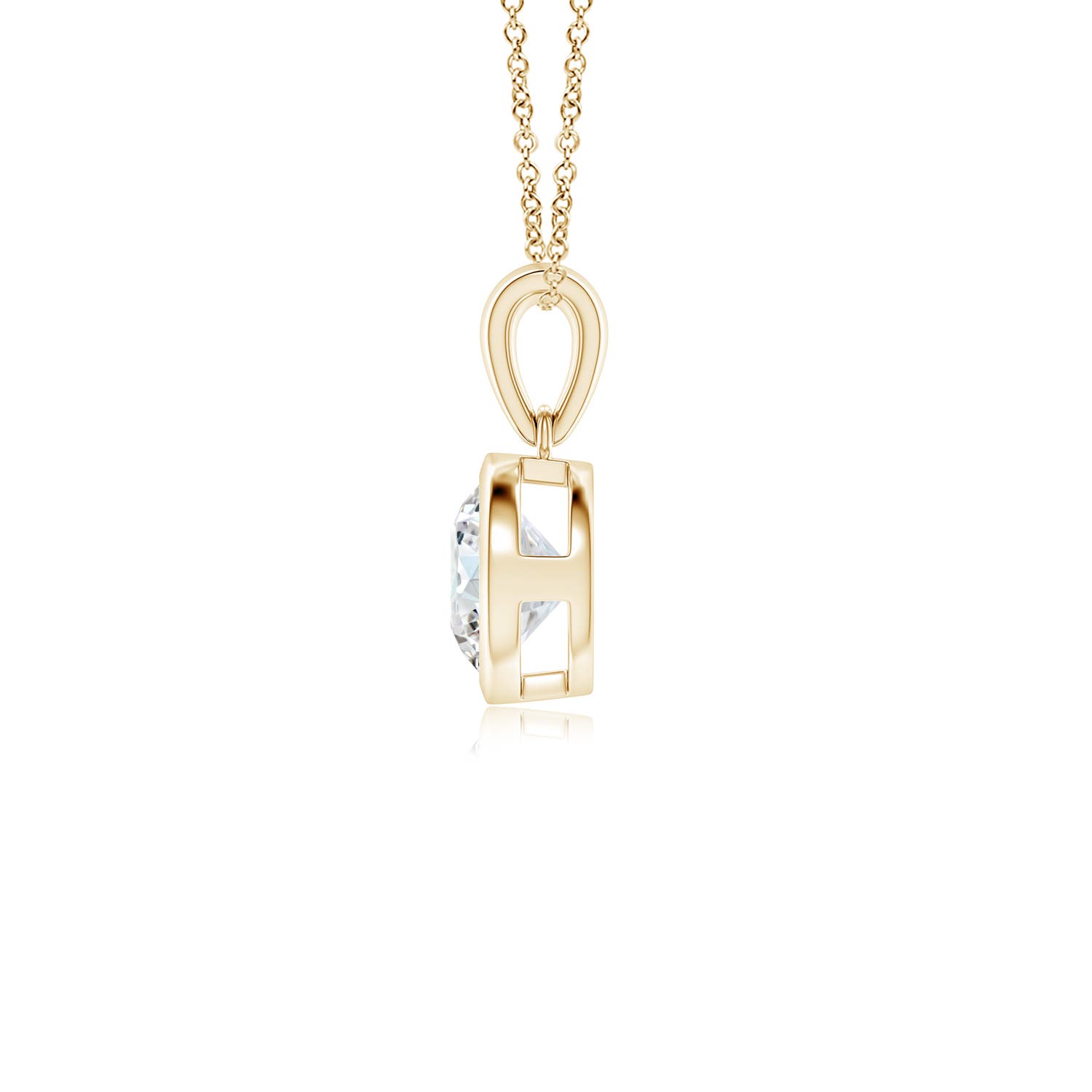 6.4mm FGVS Lab-Grown Bezel-Set Round Diamond Solitaire Pendant in 18K Yellow Gold
