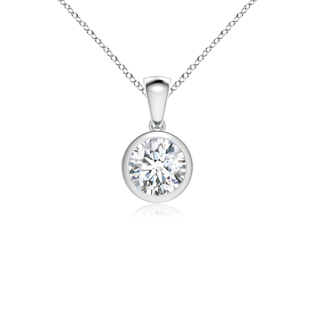 6.4mm FGVS Lab-Grown Bezel-Set Round Diamond Solitaire Pendant in White Gold