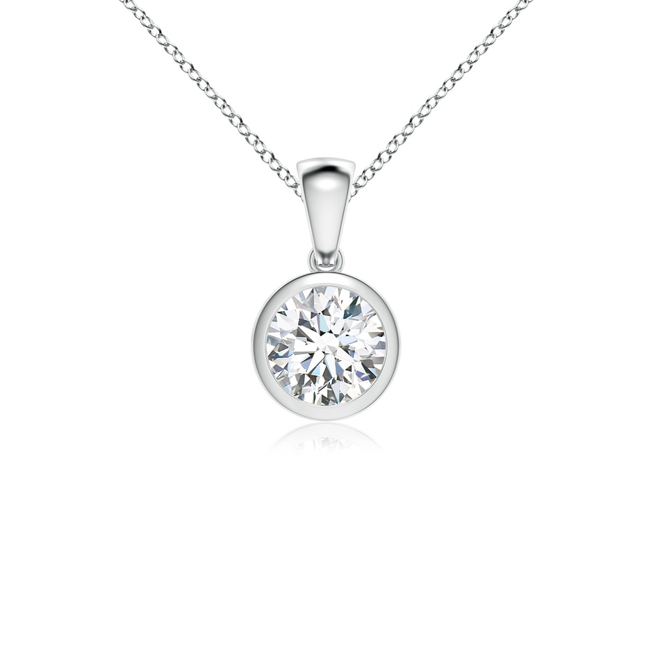 6.4mm FGVS Lab-Grown Bezel-Set Round Diamond Solitaire Pendant in White Gold 