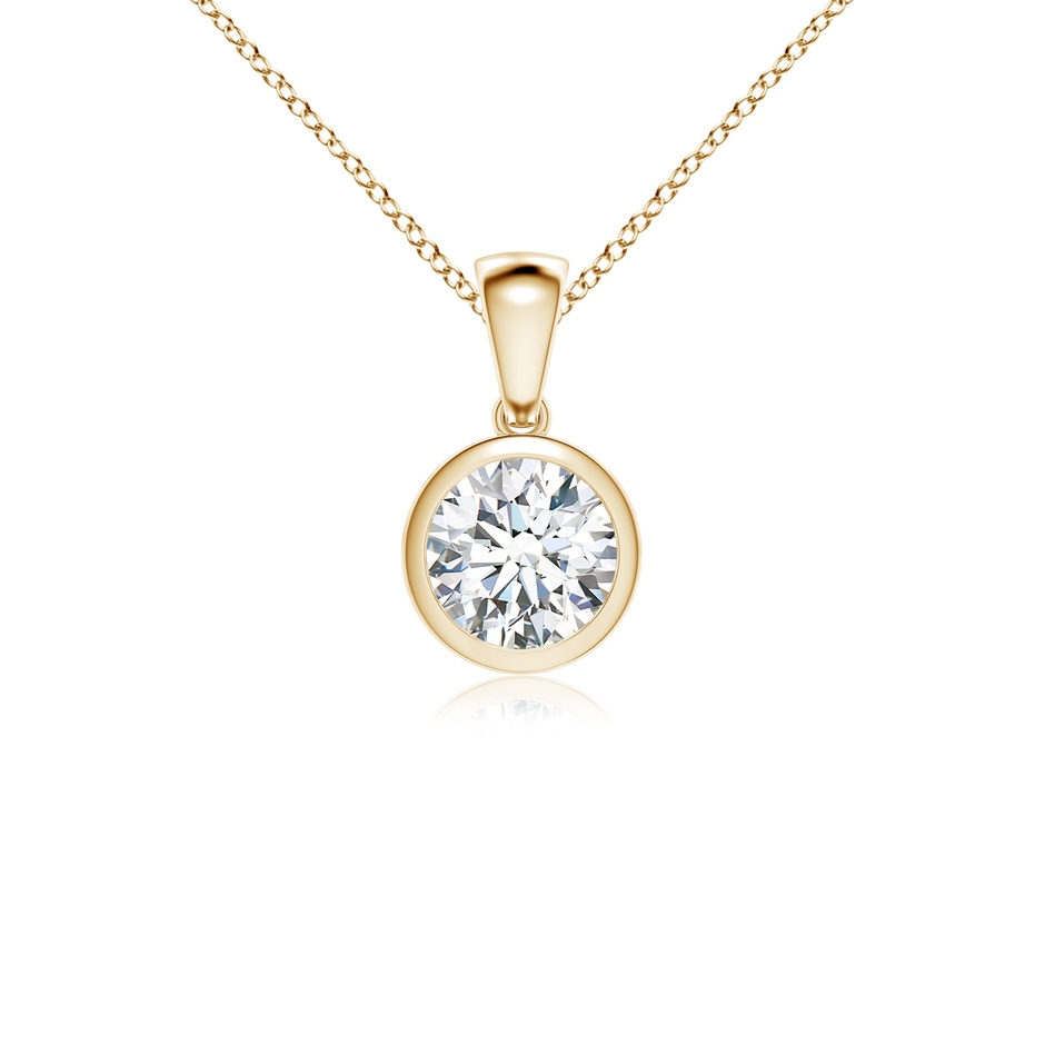 6.4mm FGVS Lab-Grown Bezel-Set Round Diamond Solitaire Pendant in Yellow Gold 