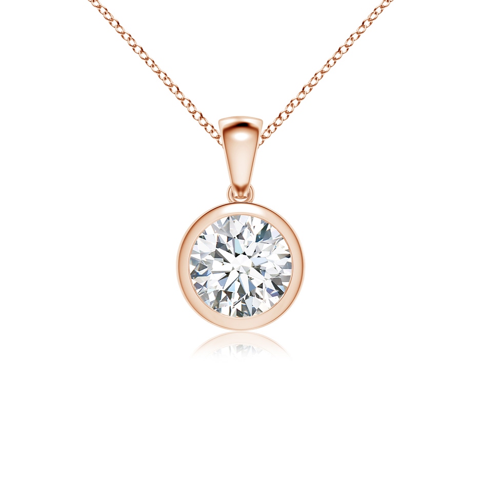 7.4mm FGVS Lab-Grown Bezel-Set Round Diamond Solitaire Pendant in Rose Gold 