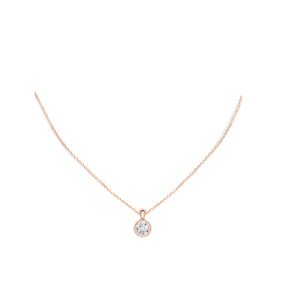 7.4mm FGVS Lab-Grown Bezel-Set Round Diamond Solitaire Pendant in Rose Gold pen