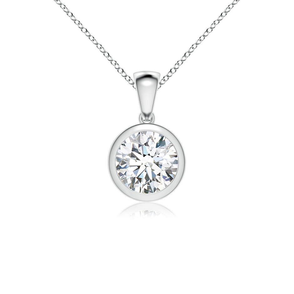 7.4mm FGVS Lab-Grown Bezel-Set Round Diamond Solitaire Pendant in White Gold 