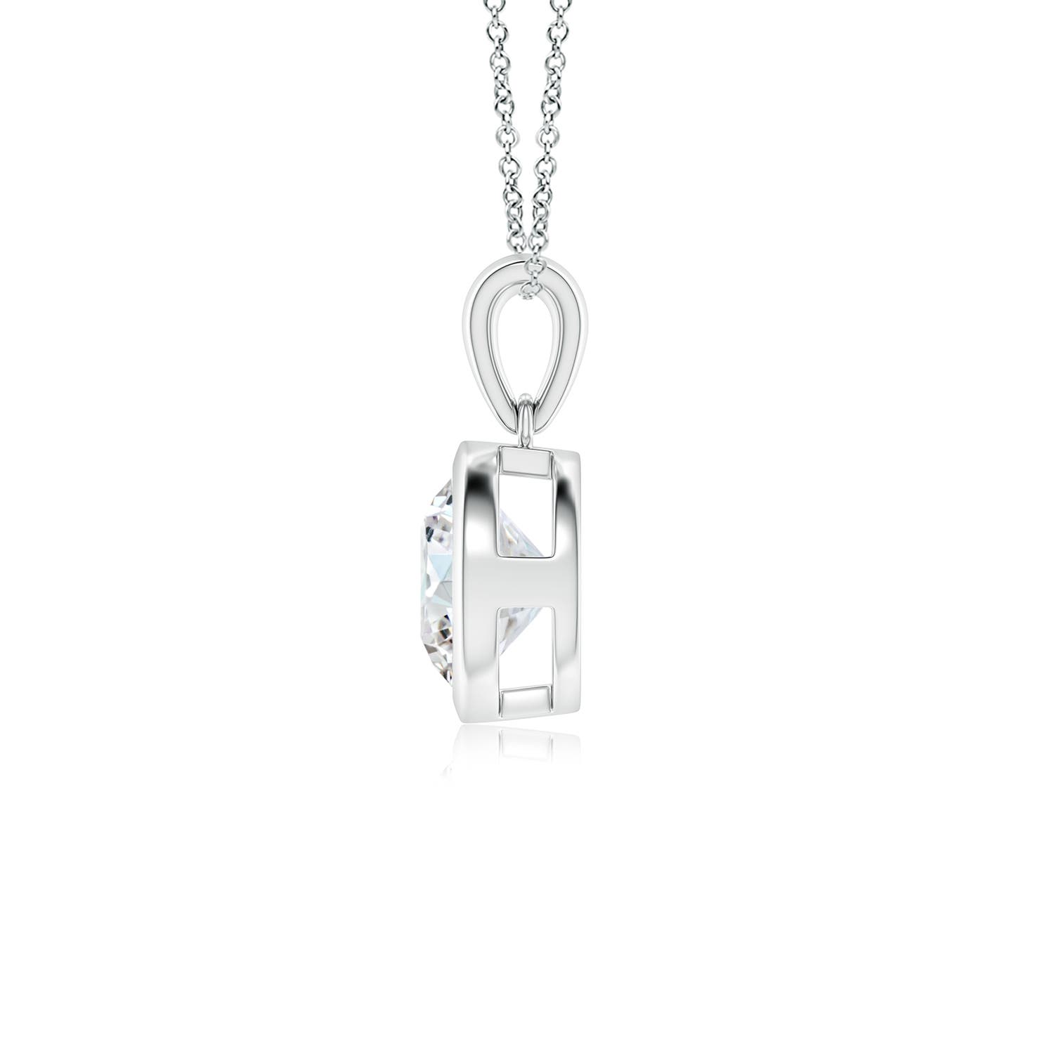 7.4mm FGVS Lab-Grown Bezel-Set Round Diamond Solitaire Pendant in White Gold
