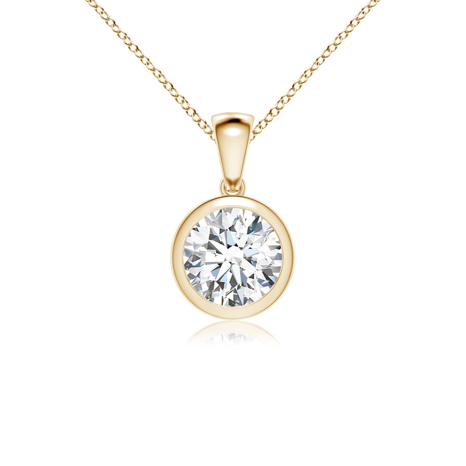 7.4mm FGVS Lab-Grown Bezel-Set Round Diamond Solitaire Pendant in Yellow Gold 
